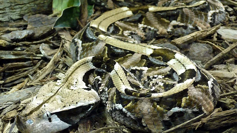 gaboon viper in natural habitat