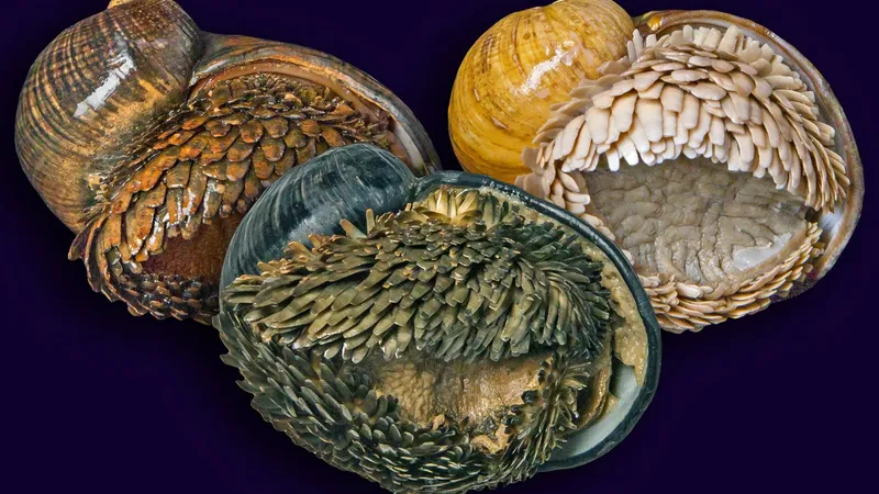 Scaly-foot Snail (Chrysomallon squamiferum) photographed in wild deep-sea bathypelagic zone
